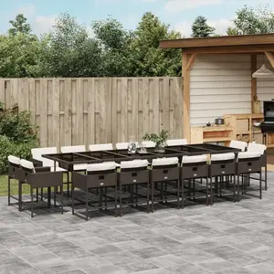 vidaXL Ensemble à manger de jardin et coussins 17 pcs marron rotin pas cher