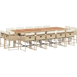 vidaXL Ensemble à manger de jardin et coussins 15 pcs beige pas cher