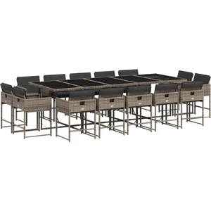 vidaXL Ensemble à manger de jardin 15 pcs coussins gris résine tressée pas cher
