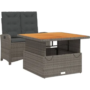 vidaXL Ensemble à manger de jardin et coussins 2 pcs gris rotin pas cher