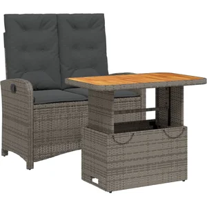 vidaXL Ensemble à manger de jardin et coussins 2 pcs gris rotin pas cher