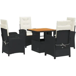 vidaXL Ensemble à manger de jardin coussins 5pcs Noir Résine tressée pas cher