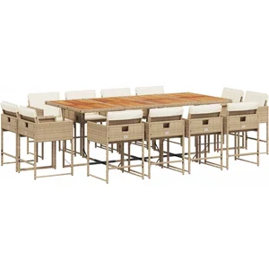 vidaXL Ensemble à manger de jardin et coussins 13 pcs beige pas cher