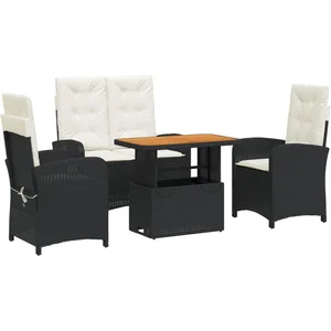 vidaXL Ensemble à manger de jardin 4 pcs avec coussins noir pas cher