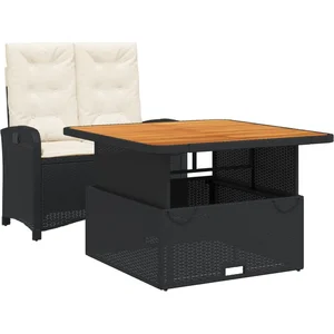 vidaXL Ensemble à manger de jardin coussins 2pcs noir résine tressée pas cher