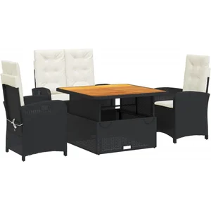 vidaXL Ensemble à manger de jardin 4 pcs avec coussins noir pas cher