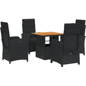 vidaXL Ensemble à manger de jardin coussins 5pcs Noir Résine tressée pas cher