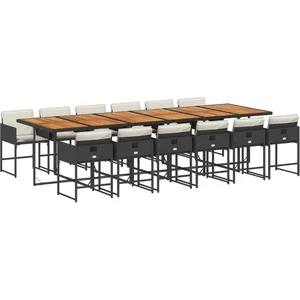vidaXL Ensemble à manger de jardin 13 pcs coussins noir résine tressée pas cher
