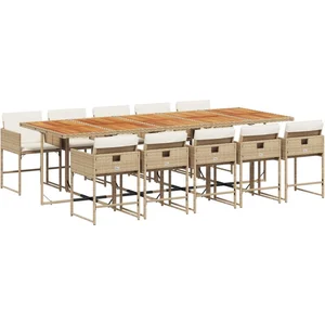 vidaXL Ensemble à manger de jardin et coussins 11 pcs beige poly rotin pas cher