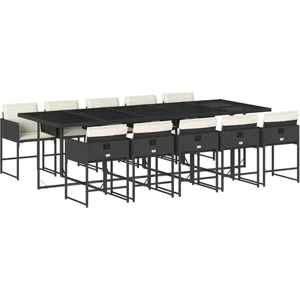 vidaXL Ensemble à manger de jardin 11 pcs coussins noir résine tressée pas cher