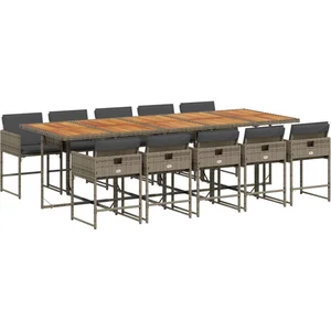 vidaXL Ensemble à manger de jardin 11pcs avec coussins gris poly rotin pas cher