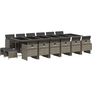 vidaXL Ensemble à manger de jardin 17 pcs et coussins résine tressée pas cher