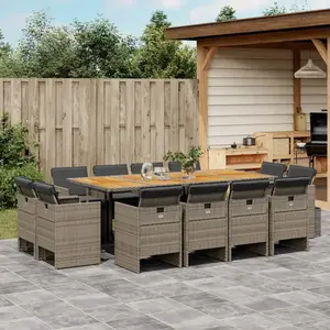Comparateur de prix : vidaXL Ensemble à manger de jardin coussins 13 pcs gris résine tressée