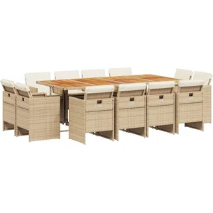 vidaXL Ensemble à manger de jardin et coussins 13 pcs beige pas cher