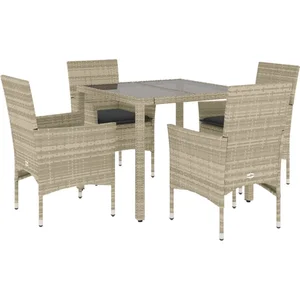 vidaXL Ensemble à manger de jardin avec coussins 5 pcs rotin et verre pas cher