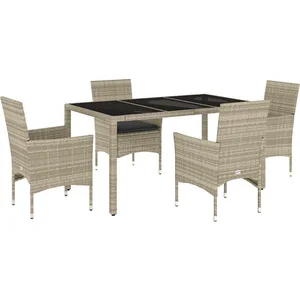 vidaXL Ensemble à manger de jardin avec coussins 5 pcs rotin et verre pas cher