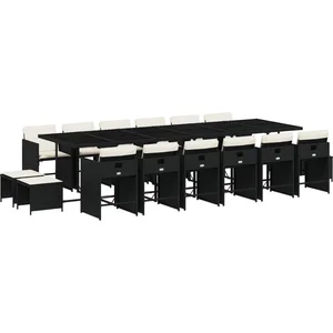vidaXL Ensemble à manger de jardin 17 pcs coussins noir résine tressée pas cher