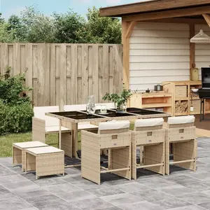 Comparateur de prix : vidaXL Ensemble à manger de jardin et coussins 11 pcs beige poly rotin