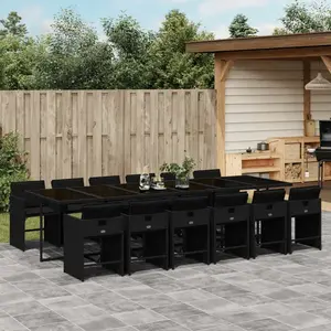vidaXL Ensemble à manger de jardin 13 pcs coussins noir résine tressée pas cher