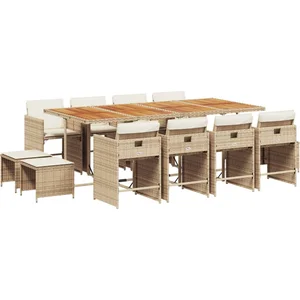 vidaXL Ensemble à manger de jardin et coussins 13 pcs beige pas cher