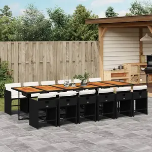 Comparateur de prix : vidaXL Ensemble à manger de jardin 13 pcs coussins noir résine tressée