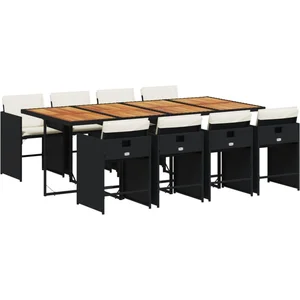 vidaXL Ensemble à manger de jardin 9pcs coussins noir résine tressée pas cher
