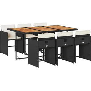 vidaXL Ensemble à manger de jardin coussins 7pcs Noir Résine tressée pas cher