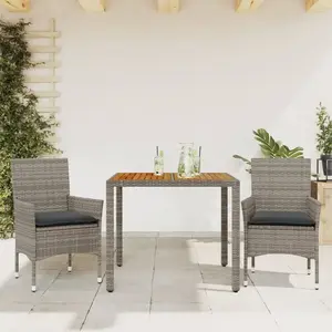 vidaXL Ensemble à manger de jardin et coussins 3 pcs gris rotin acacia pas cher