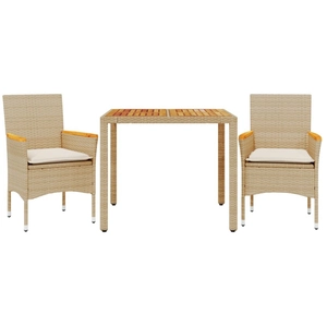vidaXL Ensemble à manger de jardin et coussins 3pcs beige rotin acacia pas cher