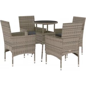 vidaXL Ensemble à manger de jardin et coussins 5 pcs gris rotin verre pas cher