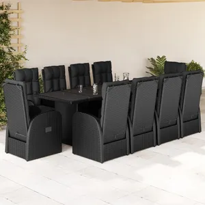 vidaXL - 11-delige - Tuinset - met - kussens - poly - rattan - zwart pas cher