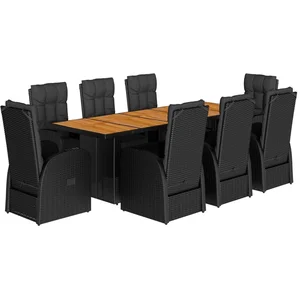 vidaXL - 9-delige - Tuinset - poly - rattan - zwart pas cher
