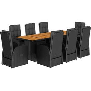 vidaXL - 9-delige - Tuinset - poly - rattan - zwart pas cher