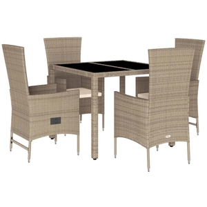 Comparateur de prix : vidaXL Ensemble à manger de jardin avec coussins 5pcs Beige poly rotin