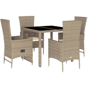 vidaXL Ensemble à manger de jardin avec coussins 5pcs Beige poly rotin pas cher
