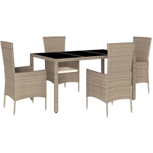 vidaXL Ensemble à manger de jardin avec coussins 5pcs Beige poly rotin pas cher