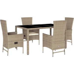 vidaXL Ensemble à manger de jardin avec coussins 5pcs Beige poly rotin pas cher