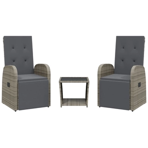 vidaXL Ensemble à manger de jardin 3 pcs coussins gris résine tressée pas cher