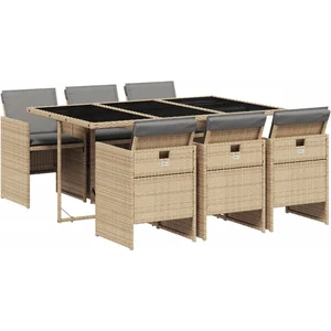 vidaXL Ensemble à manger de jardin coussins 7 pcs mélange beige rotin pas cher