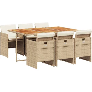 vidaXL Ensemble à manger de jardin et coussins 7 pcs beige poly rotin pas cher