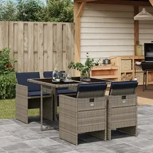 vidaXL Ensemble à manger de jardin 5 pcs coussins gris résine tressée pas cher