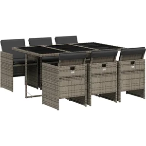 vidaXL Ensemble à manger de jardin et coussins 7 pcs gris rotin pas cher