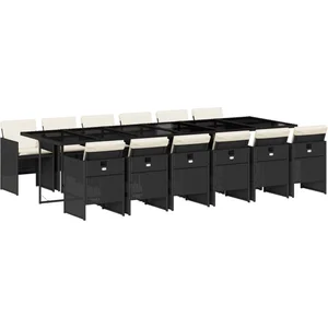 vidaXL Ensemble à manger de jardin 13 pcs coussins noir résine tressée pas cher