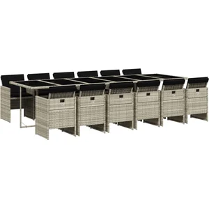 vidaXL Ensemble à manger de jardin et coussins 13 pcs gris clair rotin pas cher