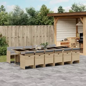 vidaXL Ensemble à manger de jardin coussins 13 pcs mélange beige rotin pas cher