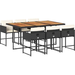 vidaXL Ensemble à manger de jardin coussins 7pcs Noir Résine tressée pas cher