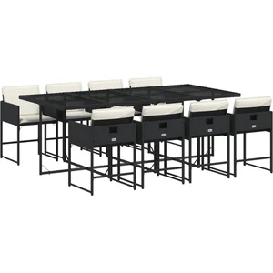 vidaXL Ensemble à manger de jardin 9pcs coussins noir résine tressée pas cher
