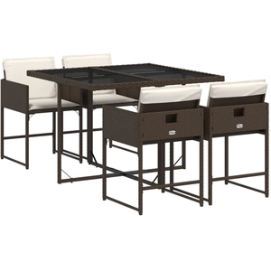 vidaXL Ensemble à manger de jardin 5 pcs et coussins marron poly rotin pas cher
