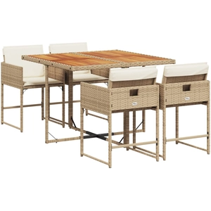 vidaXL Ensemble à manger de jardin avec coussins 5pcs Beige poly rotin pas cher