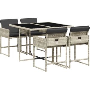 vidaXL Ensemble à manger de jardin et coussins 5 pcs gris clair rotin pas cher